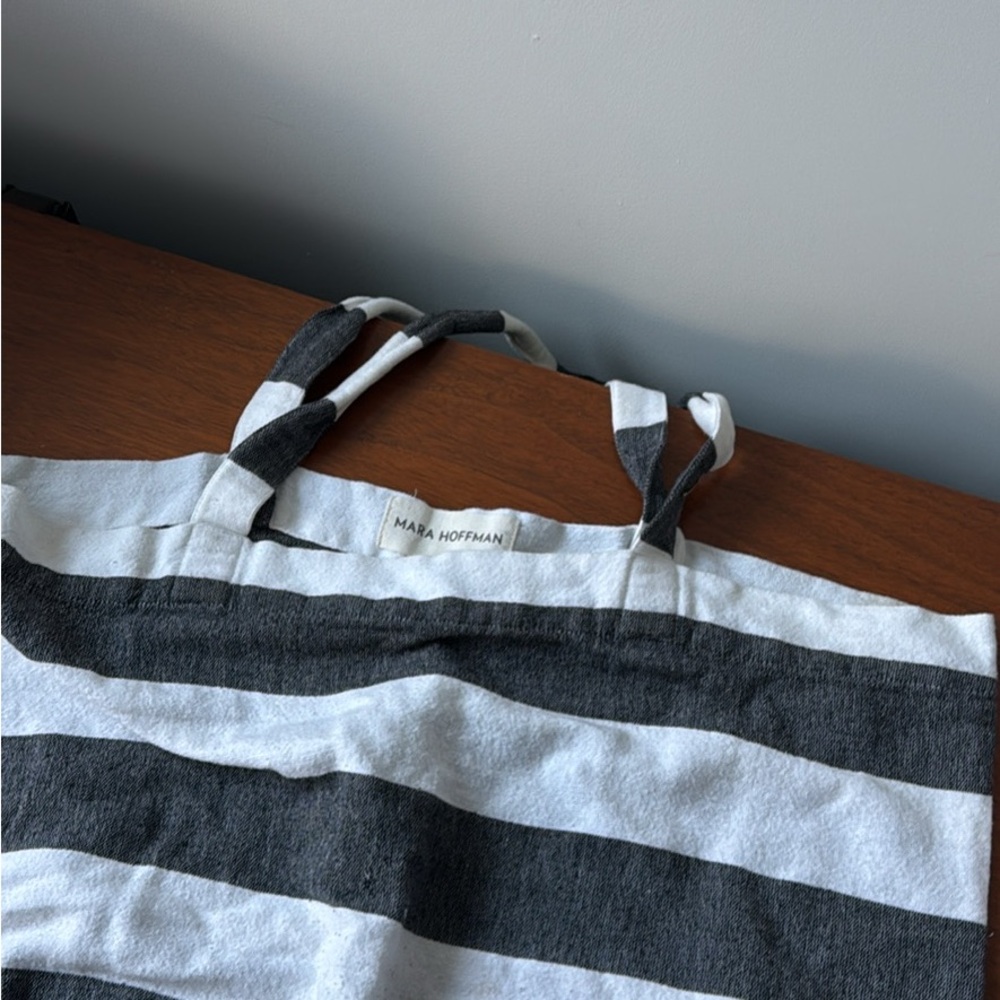 Mara Hoffman Black and White Striped Tote Bag